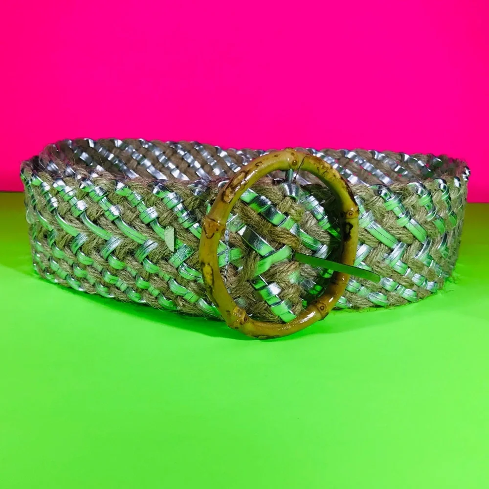 Metallic Silver Braided Vintage Deadstock Belt